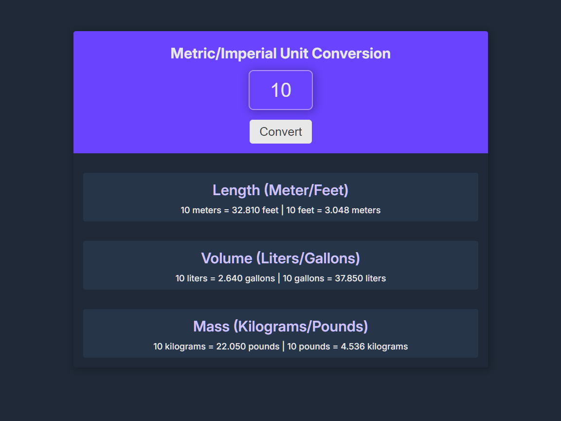 Unit Converter interface