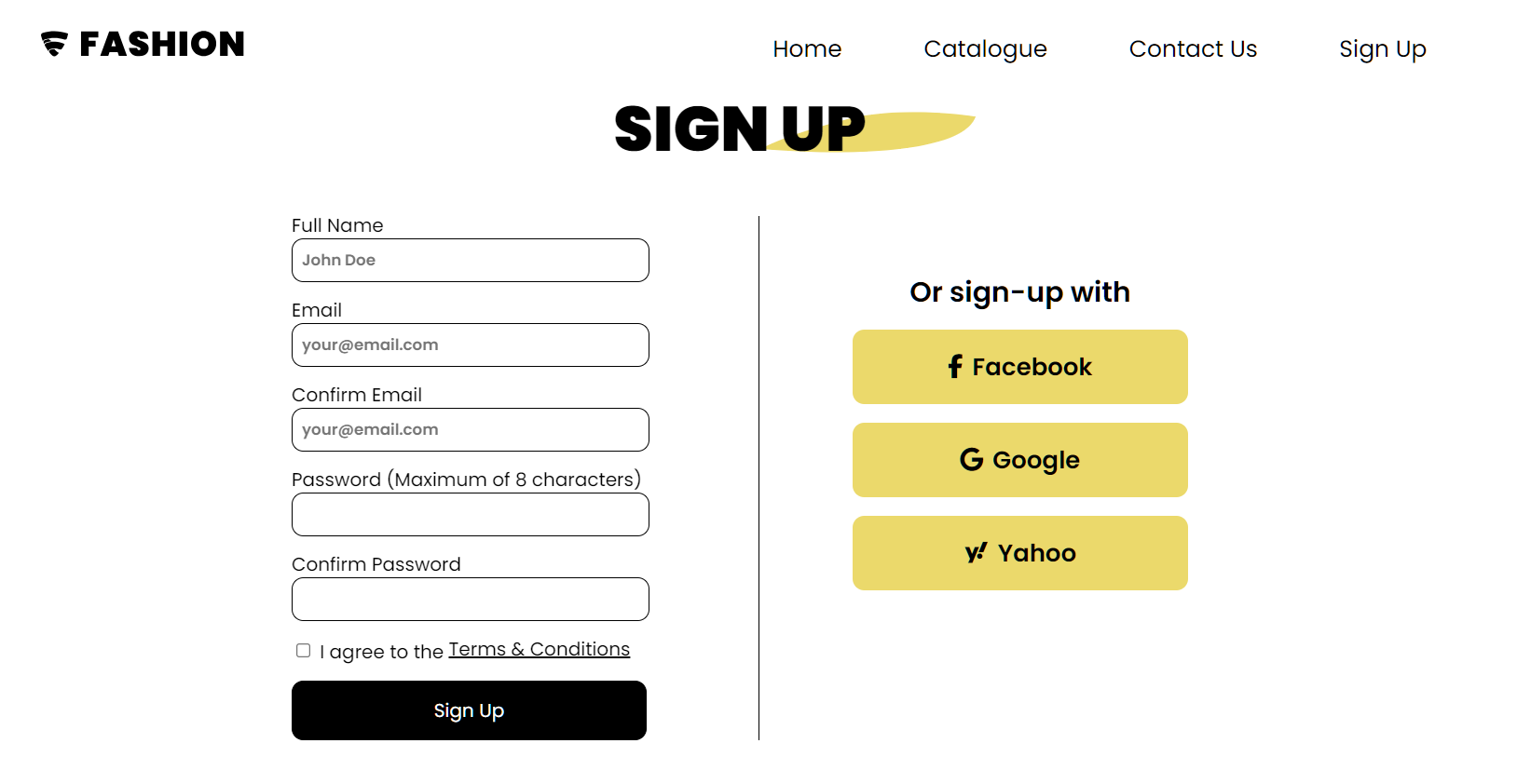 Sign Up Page